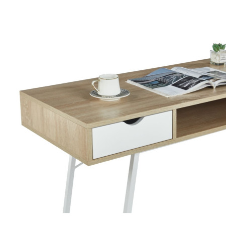 Biurko NBI008 z szufladami i półką 102×41 cm - Kolor: Sonoma - Biały