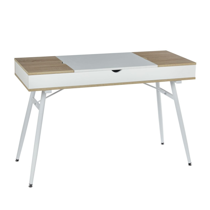 Biurko NBI006 ze schowkami 120×48 cm - Kolor: Sonoma - Biały
