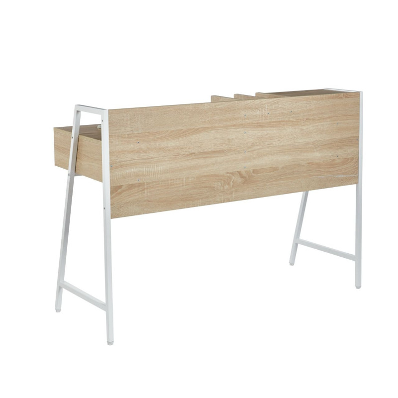 Biurko NBI005 z szufladami i nadstawką 124×51 cm - Kolor: Sonoma - Biały