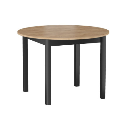 Stół Rozkładany Okrągły Do Kuchni i Salonu NST032 100-140x100 cm - Kolor: Craft - Czarny