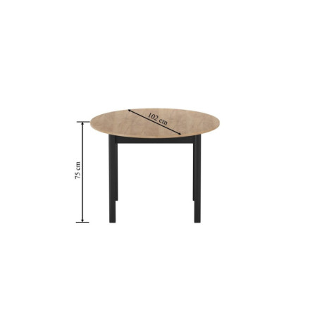 Stół Rozkładany Okrągły Do Kuchni i Salonu NST032 100-140x100 cm - Kolor: Craft - Czarny