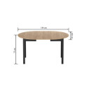 Stół Rozkładany Okrągły Do Kuchni i Salonu NST032 100-140x100 cm - Kolor: Craft - Czarny