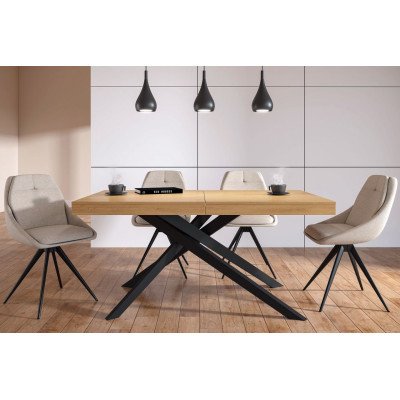 Stół rozkładany prostokątny NST030 160-240x80 cm MDF - Kolor: Dąb Naturalny - Czarny 2