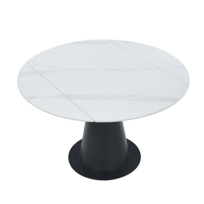 Stół rozkładany prostokątny NST027 75-120x120 cm - Kolor: Biały Marmur - Czarny