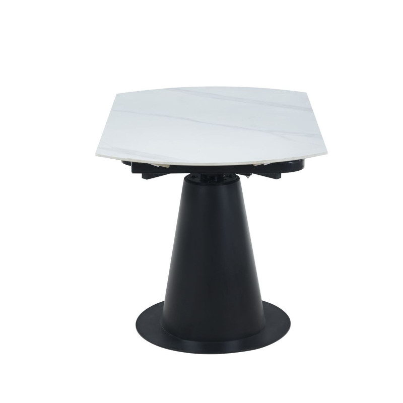 Stół rozkładany prostokątny NST027 75-120x120 cm - Kolor: Biały Marmur - Czarny