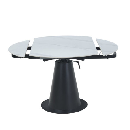Stół rozkładany prostokątny NST027 75-120x120 cm - Kolor: Biały Marmur - Czarny