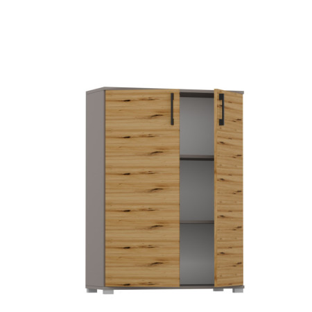 Szafka Biurowa P-PN Komoda Szeroka Wysoka na Dokumenty 110 cm - Szerokość: 70 cm - Głębokość: 53 cm - Rodzaj frontów: Mat - Rodzaj zamknięcia: Bez zamka - Kolor: Szary - Artisan - Kolor uchwytów: Uchwyty czarne