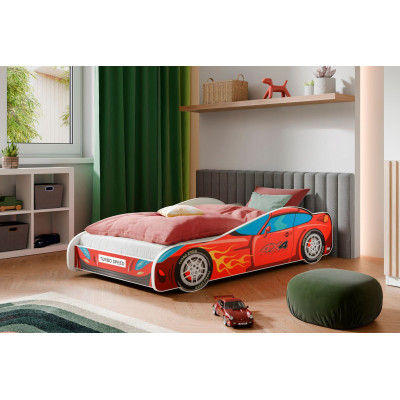 Bezpieczne Łóżko Dziecięce Samochód AUTO 4x4 z Materacem - Rozmiar łóżka: 140x70 cm - Kolor: Czerwony 2