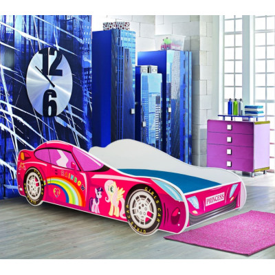 Łóżko Dziecięce w Kształcie Samochodu AUTO PINK z Materacem - Rozmiar łóżka: 140x70 cm - Kolor: Różowy 2