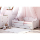 Łóżko Dziecięce dla Dziewczynki EMMA-DREAM z Barierką i Materacem - Kolor: Biały - Kolor Detali: Różowy - Opcje łóżka: Z Szufladą - Rozmiar łóżka: 180x80 cm