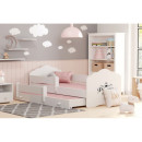 Łóżko Dziecięce z Barierką FALA – Motyw Princess Sleeps Here - Kolor: Biały - Rozmiar łóżka: 160x80 cm - Opcje łóżka: Podwójne
