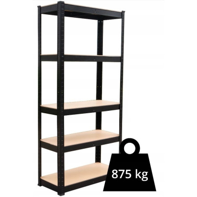 Regał Magazynowy MAG9040 Czarny 5 Półek 180x90x40cm Max 875kg 2