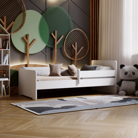 Łóżko Dziecięce z Barierką i Materacem MAX - Kolor: Biały - Rozmiar łóżka: 140x70 cm - Opcje łóżka: Bez Szuflady