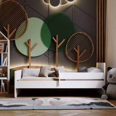 Łóżko Dziecięce z Barierką i Materacem MAX - Kolor: Biały - Rozmiar łóżka: 140x70 cm - Opcje łóżka: Bez Szuflady