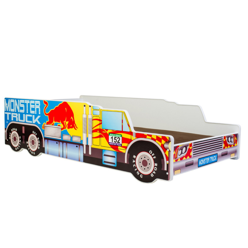 Łóżko Dziecięce Auto RIKO Monster Truck - Rozmiar łóżka: 140x70 cm - Opcje łóżka: Bez Szuflady - Kolor: Wielokolorowy