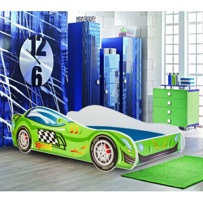 Bezpieczne Łóżko Dziecięce AUTO SPEED ze Stelażem FLEX i Materacem - Rozmiar łóżka: 140x70 cm - Kolor: Wielokolorowy 2