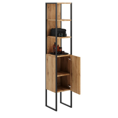 Nowoczesny Słupek Łazienkowy AURA z Szufladą w Stylu Loft - Kolor: Dąb Craft 2