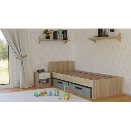 Stelaż Łóżka 90x200 Bed-90X200 w Kolorze Sonoma z Giętymi Listwami
