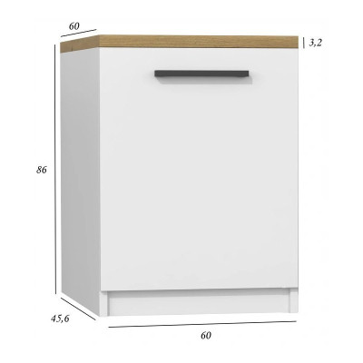 Szafka Kuchenna Kat-D60/82 Biała Mat z Blatem Dąb Artisan 60cm 2