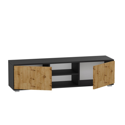 Szafka Pod Telewizor RTV 120 cm - Głębokość: 30 cm - Rodzaj frontów: Mat - Kolor: Czerń Aksamitna - Artisan - Szerokość: 120 cm