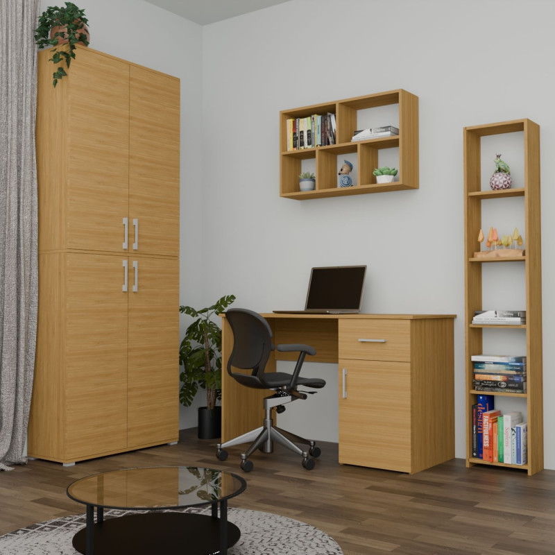 Regał Stojący do Pokoju na Książki ML-G-I z Półkami 170 cm - Kolor: Hikora Naturalna - Głębokość: 20 cm - Szerokość: 31 cm