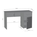 Biurko ML-B z Szufladą i Półkami do Biura 120 x 51 x 72 cm - Rodzaj frontów: Połysk - Rodzaj zamknięcia: Zamknięcie na klucz - Kolor: Hikora - Biały - Kolor uchwytów: Uchwyty czarne