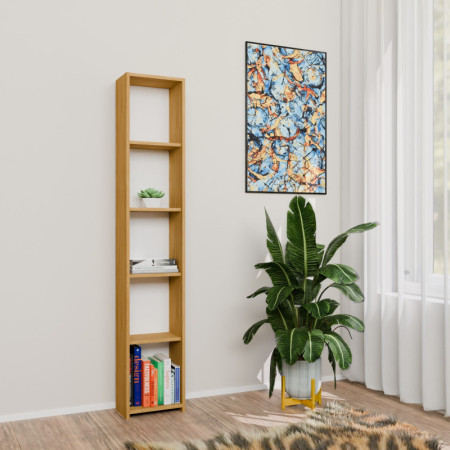 Regał Stojący do Pokoju na Książki ML-G-I z Półkami 170 cm - Kolor: Hikora Naturalna - Głębokość: 20 cm - Szerokość: 31 cm