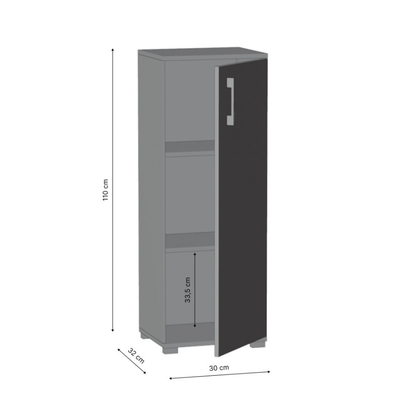 Szafka Biurowa P-PN Komoda Wąska Wysoka na Dokumenty 110 cm - Szerokość: 50 cm - Głębokość: 53 cm - Rodzaj frontów: Mat - Rodzaj zamknięcia: Zamknięcie na klucz - Kolor: Biały - Kolor uchwytów: Uchwyty czarne