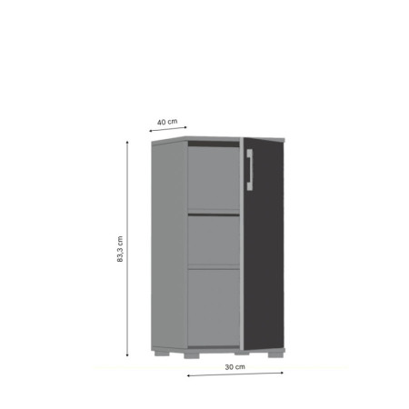 Szafka Biurowa SN-1D Komoda Wąska Niska na Dokumenty 83 cm - Szerokość: 30 cm - Głębokość: 40 cm - Rodzaj frontów: Mat - Rodzaj zamknięcia: Zamknięcie na klucz - Kolor uchwytów: Uchwyty srebrne - Kolor: Czerń Aksamitna - Biały