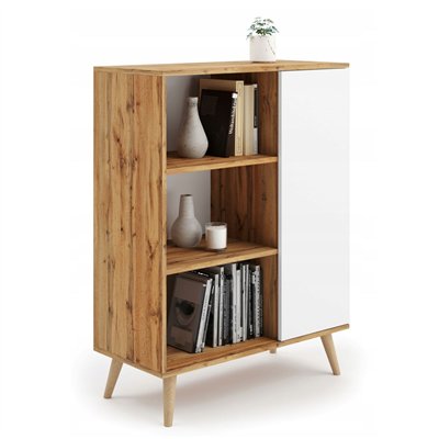 Skandynawska Komoda z Regałem SANDI 116 cm - Kolor: Craft - Biały