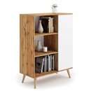Skandynawska Komoda z Regałem SANDI 116 cm - Kolor: Craft - Biały