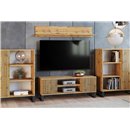 Szafka RTV Loft FONDI z Nadrukiem (Lamele / Jodełka) - Kolor: Dąb Craft - Szerokość: 135 cm - Wzór: Jodełka