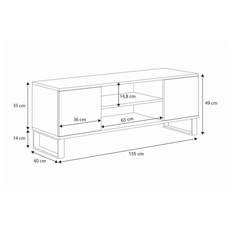 Szafka RTV Loft FONDI z Nadrukiem (Lamele / Jodełka) - Kolor: Dąb Craft - Szerokość: 135 cm - Wzór: Jodełka