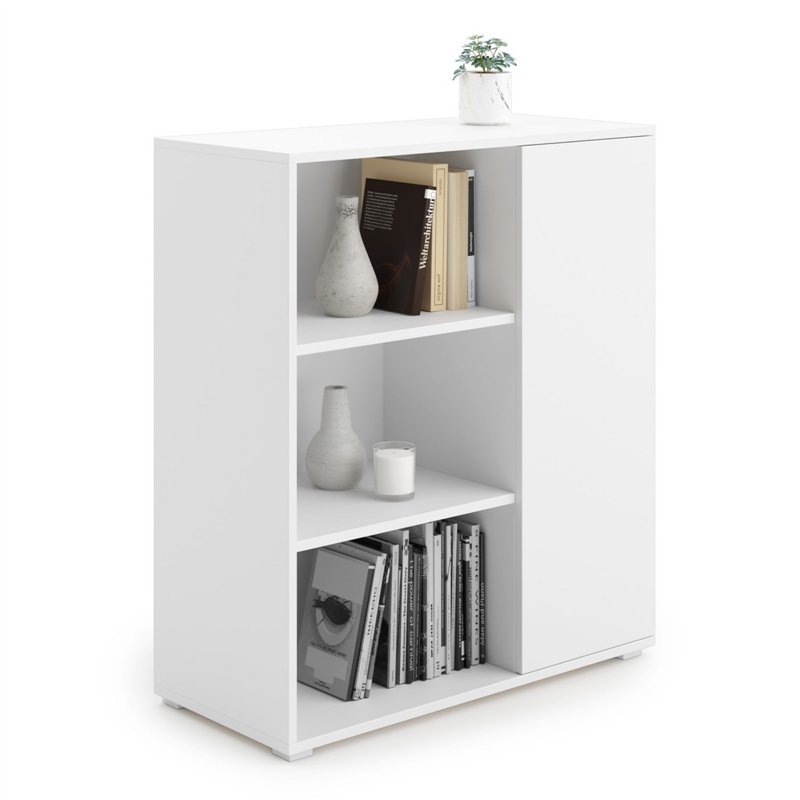 Nowoczesna Komoda z Regałem FOCUS II 116 cm - Kolor: Biały