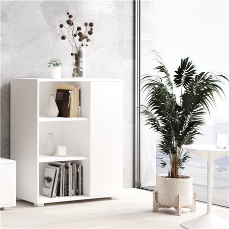 Nowoczesna Komoda z Regałem FOCUS II 116 cm - Kolor: Biały