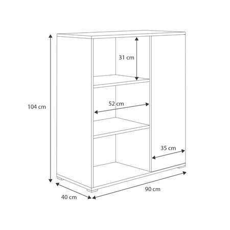 Nowoczesna Komoda z Regałem FOCUS II 116 cm - Kolor: Biały