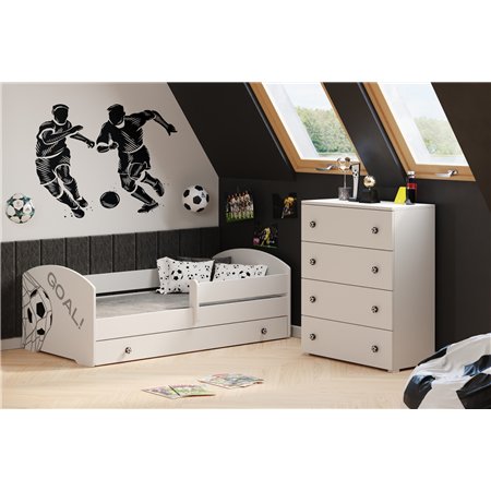Komoda Dziecięca EMILY GOAL 80 cm 4 Szuflady z Piłkarskimi Uchwytami - Kolor: Biały