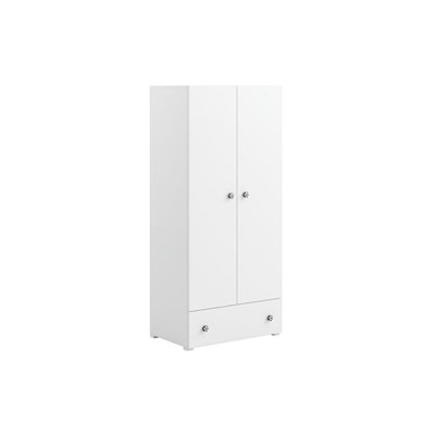 Szafa Dziecięca Dwudrzwiowa STELLA GOAL 80 cm z Piłkarskimi Uchwytami - Szerokość: 80 cm - Kolor: Biały - Głębokość: 50 cm