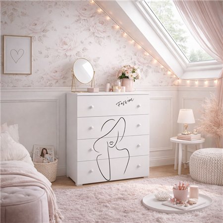 Komoda dla Dziecka i Nastolatki EMILY FASHION 4 Szuflady - Kolor: Biały