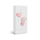 Szafa Dziecięca Dwudrzwiowa STELLA BUNNY 80 cm z Szufladą - Szerokość: 80 cm - Kolor: Biały - Głębokość: 50 cm
