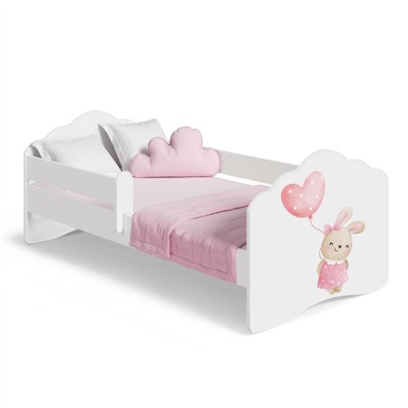 Łóżko Dziecięce FALA BUNNY z Materacem i Barierką - Kolor: Biały - Rozmiar łóżka: 140x70 cm - Opcje łóżka: Bez Szuflady