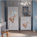 Szafa Dziecięca Dwudrzwiowa STELLA BEAR 80 cm z Szufladą - Szerokość: 80 cm - Kolor: Biały - Głębokość: 50 cm