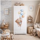 Szafa Dziecięca Dwudrzwiowa STELLA BEAR 80 cm z Szufladą - Szerokość: 80 cm - Kolor: Biały - Głębokość: 50 cm