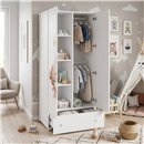 Szafa Dziecięca Dwudrzwiowa STELLA BEAR 80 cm z Szufladą - Szerokość: 80 cm - Kolor: Biały - Głębokość: 50 cm