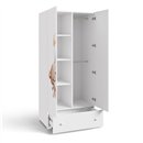 Szafa Dziecięca Dwudrzwiowa STELLA BEAR 80 cm z Szufladą - Szerokość: 80 cm - Kolor: Biały - Głębokość: 50 cm