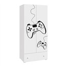 Szafa Młodzieżowa Dwudrzwiowa STELLA GAME 80 cm z Szufladą - Szerokość: 80 cm - Kolor: Biały - Głębokość: 50 cm