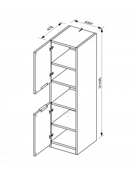 Szafa Słupek Asti Regał Z Półkami Dąb Craft Biel Połysk - 2