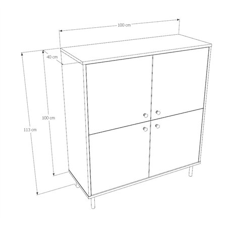Komoda Czterodrzwiowa VENUS 100 cm na Metalowych Nóżkach - Kolor: Kaszmir