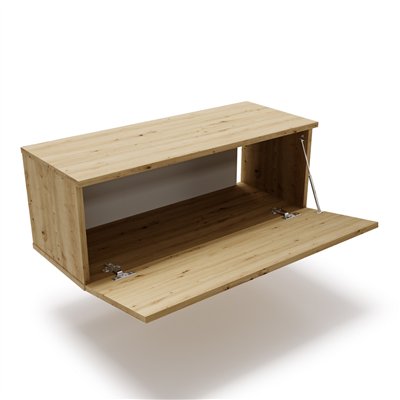 Szafka RTV Nowoczesna Minimalistyczna NICOLE Wisząca / Stojąca Bez Uchwytów - Szerokość: 80 cm - Kolor: Dąb Artisan 2