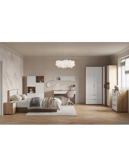 Duży Regał Asti Szafka Dąb Craft + Biały Połysk Lakier - 3